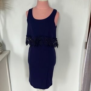 Navy Dress with Lace Detail